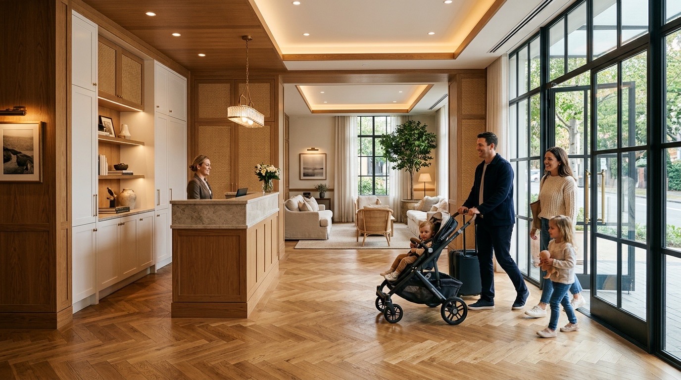 The lobby as living room.